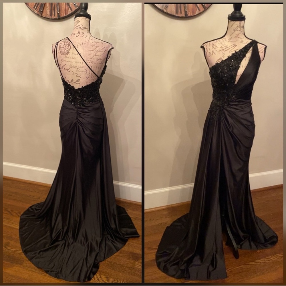 Black satin wedding dress or prom dress